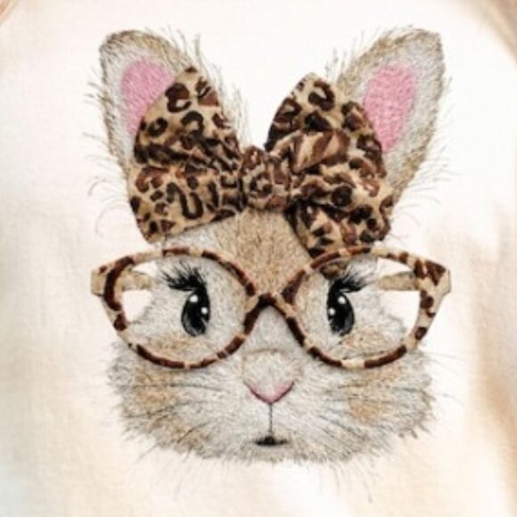 Leopard Bow Bunny T-Shirt, Easter Day Shirt, Leopard Glasses Rabbit Shirt - Picture 2 of 4
